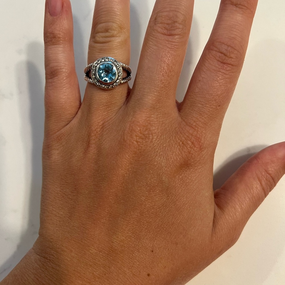 David Yurman Albion blue topaz ring - Picture 2 of 4
